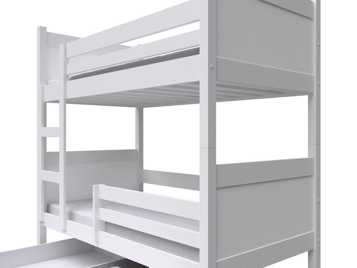 ETAGENBETT MIA mit Bettkasten 80x160 cm Weiß - Weiß, Holz (80/160cm) - MASSENO