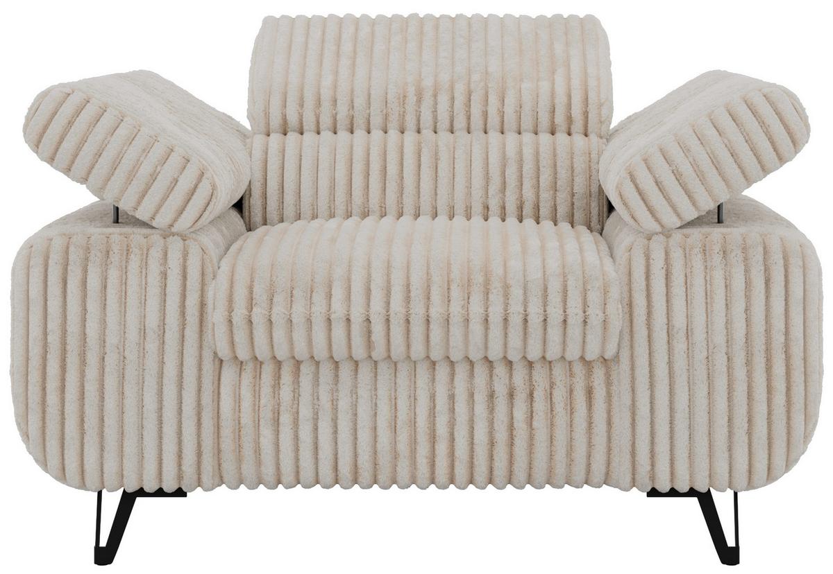 SESSEL PETER 1 - Beige Cord - Beige/Creme, Textil/Metall (126/76/99cm) - MKS