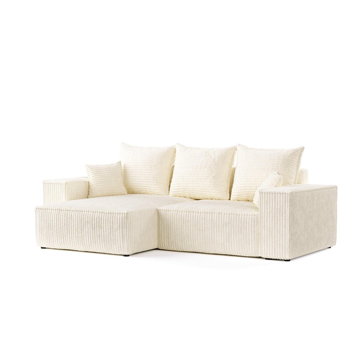 ECKSOFA SENSO mit Schlaffunktion Creme im Tilia Stoff - Creme/Schwarz, Holz/Holzwerkstoff (255/148cm) - AltaBeds