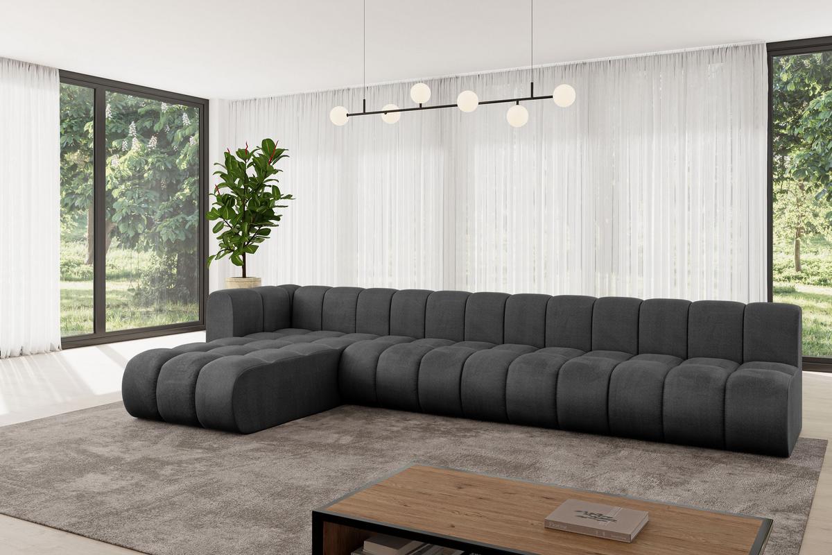 ECKSOFA modulares Sofa Darnel-L3 - 387x177x70 cm Schwarz - Schwarz, Holzwerkstoff/Textil (387/177cm) - ALTDECOR