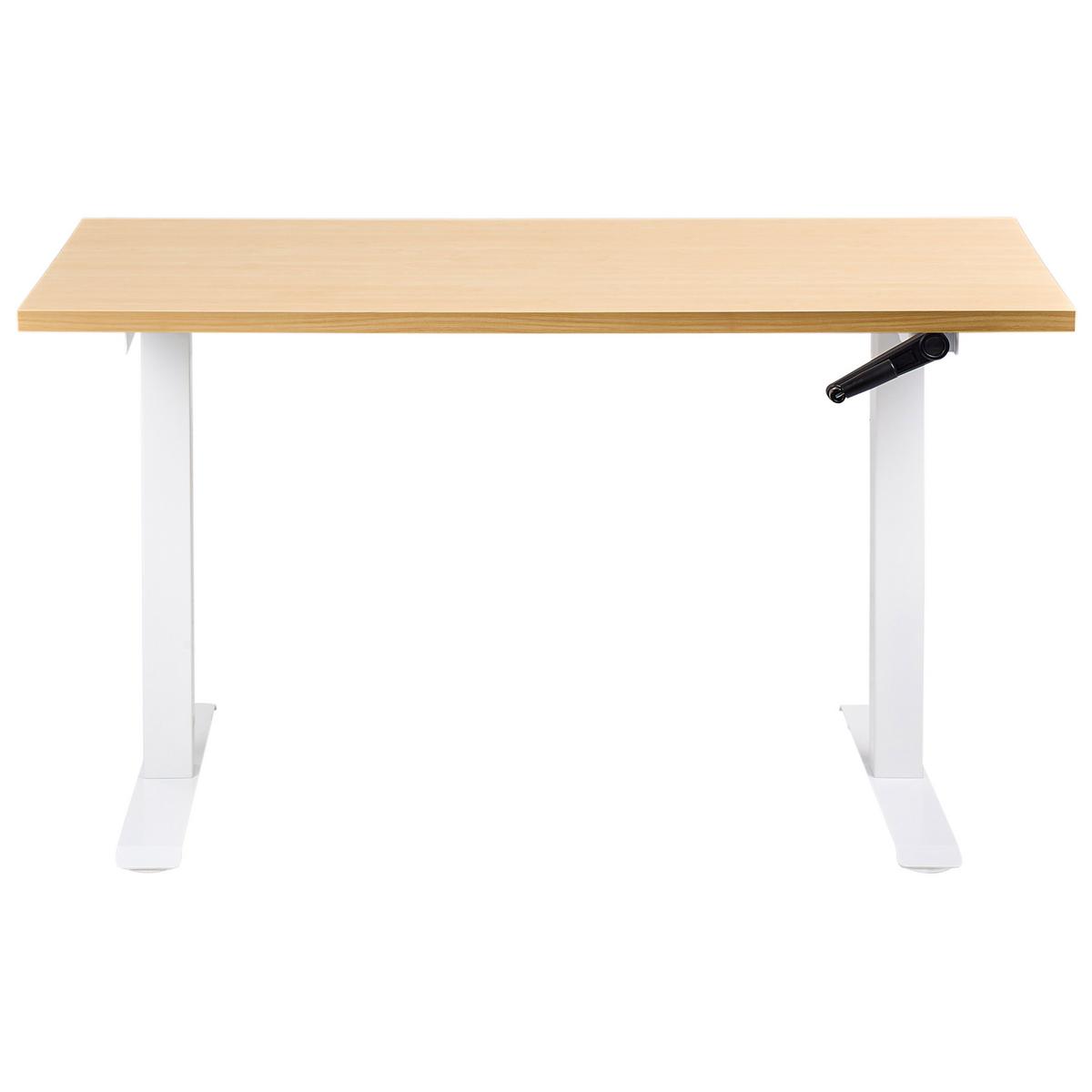 SCHREIBTISCH manuell höhenverstellbar 120/72 cm Hellbraun/Weiß Destines - Hellbraun/Braun, Holzwerkstoff/Metall (72/120/74cm) - Beliani