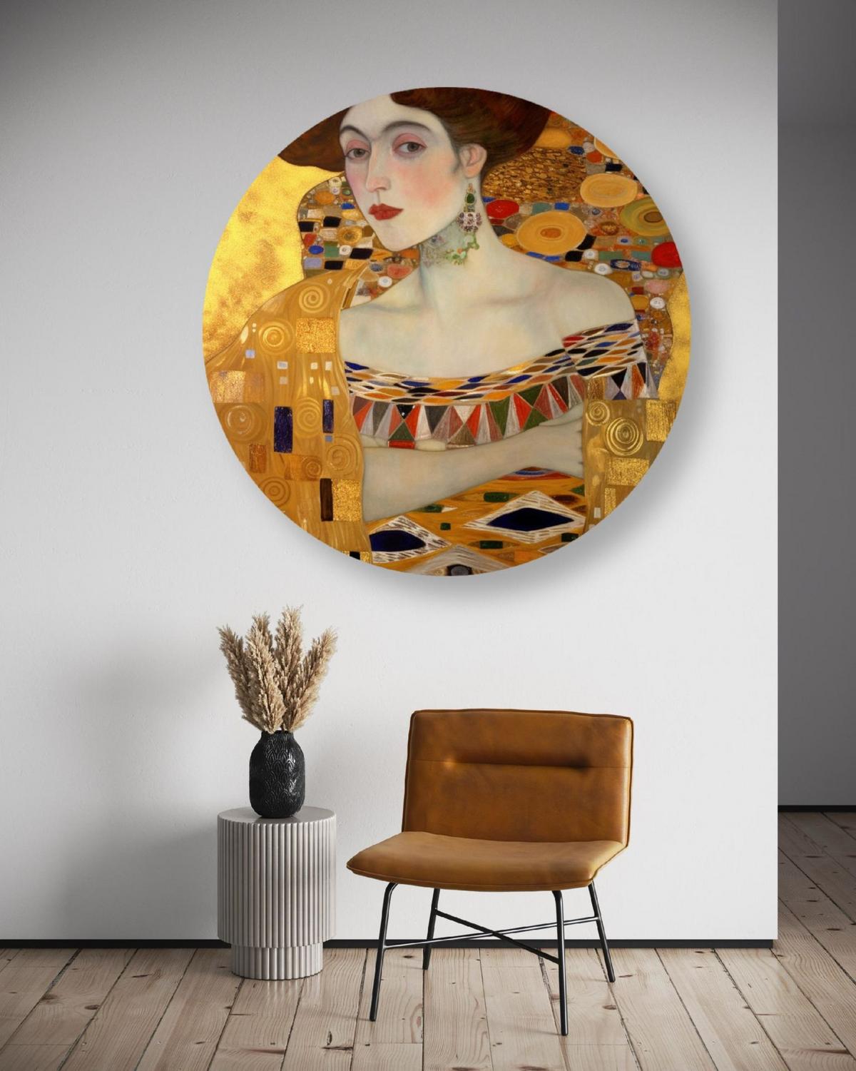 RUNDES BILD Gold 80/80 cm - Goldfarben, Textil (80/80cm) - KUNSTLOFT