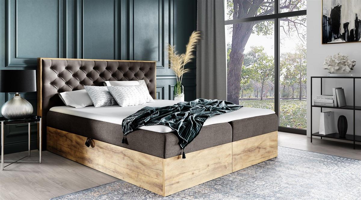 BOXBETT Diona Faro - Braun, Holzwerkstoff/Textil (160/200cm) - Fun Möbel