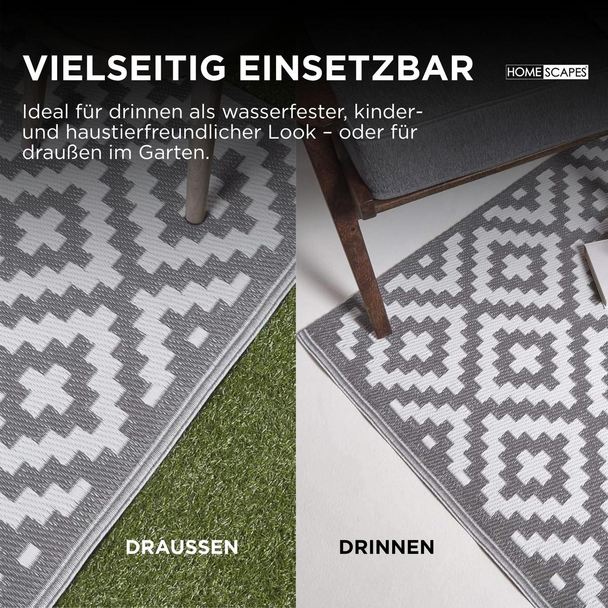 OUTDOORTEPPICH Zoe, geometrisch gemustert 240/300 cm - Hellgrau, Kunststoff (240/300cm) - Homescapes