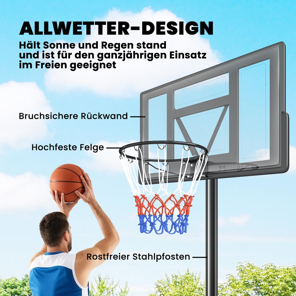 BASKETBALLSTÄNDER Stahl PE Schwarz - Schwarz, Metall (70/110cm) - SPORTNOW