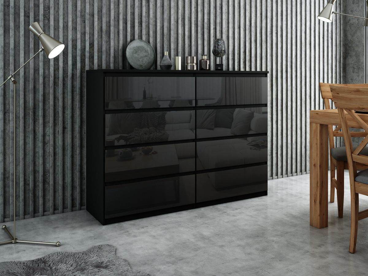 KOMMODE Schwarz, Hochglanz 120/102/39 - Schwarz Hochglanz/Schwarz, Holzwerkstoff (120/102/39cm) - RAUMHIRSCH FURNITURE