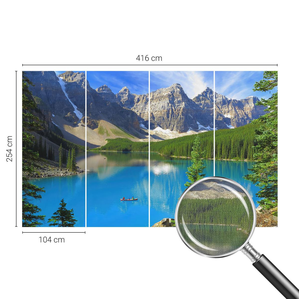 FOTOTAPETE 416x254 cm - Bergsee - Blau, Textil (416/254cm) - Wallfluent