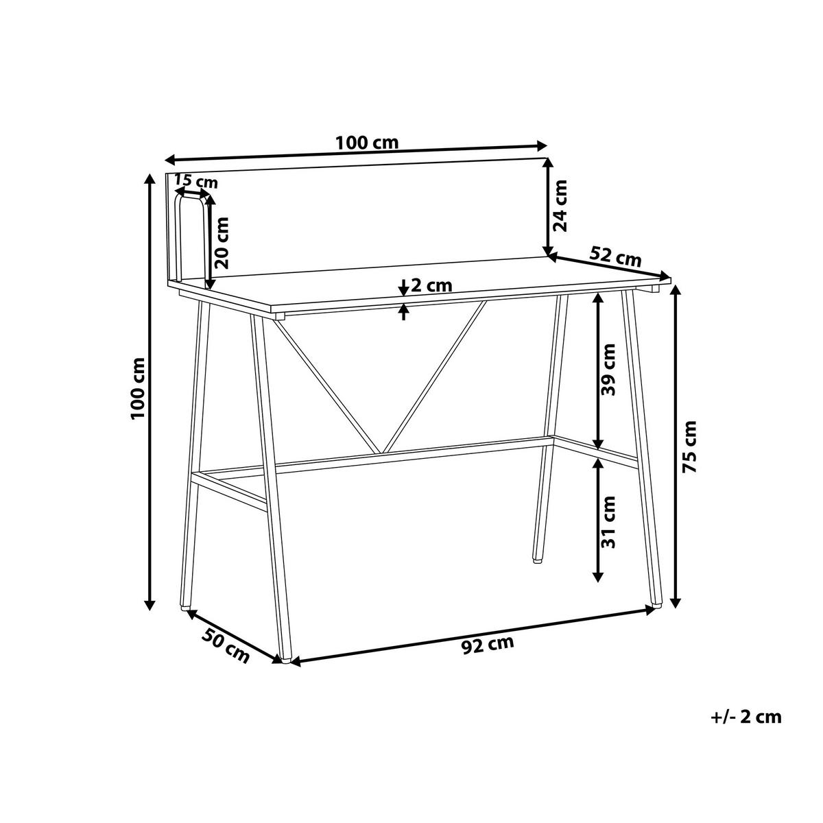 SCHREIBTISCH dunkler Holzfarbton 100/52/100 cm Hastings - Dunkelgrau, Holzwerkstoff (52/100/100cm) - Beliani