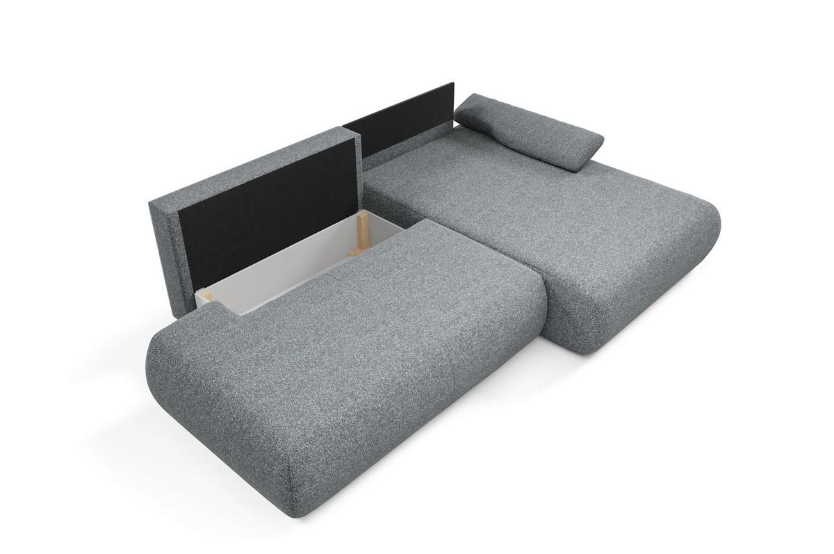 ECKSOFA DELTA R-S Grau Geflochtener Stoff mit Schlaffunktion - Grau, Holz (286/173.5cm) - MASSENO