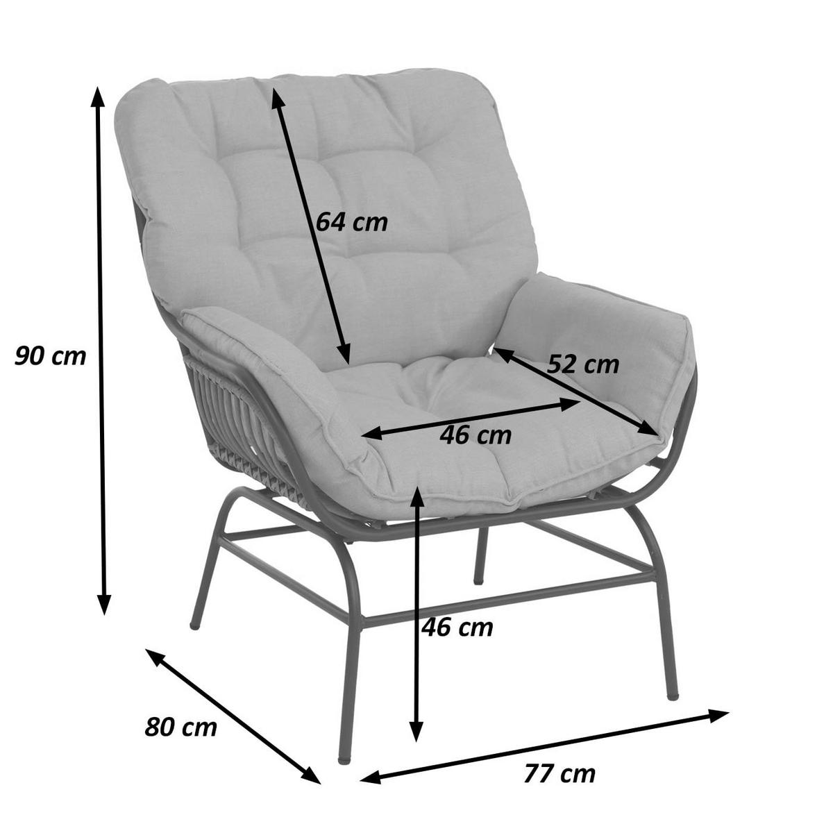 RELAXSESSEL Dunkelgrau, Hellgrau - Dunkelgrau/Hellgrau, Holzwerkstoff (77/90/80cm) - MCW