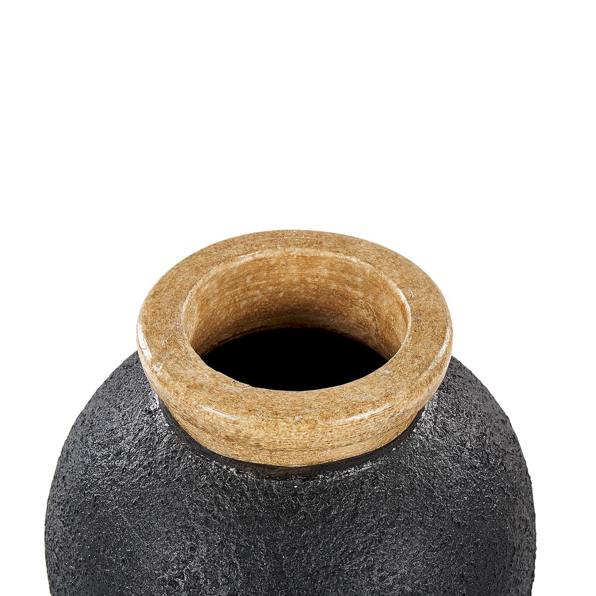 DEKOVASE Terrakotta schwarz Daulis - Schwarz, Stein (31cm) - Beliani
