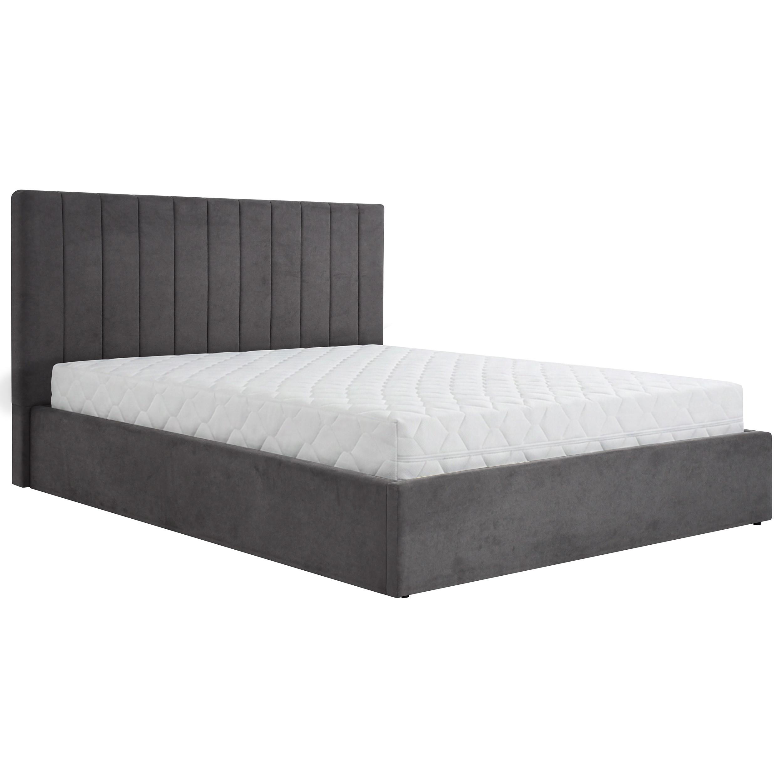 POLSTERBETT Melvio Doppelbett 160x200 cm mit Bettkasten und und Taschenfedernmatratze 26 cm, Dunkelgrau - Dunkelgrau, Textil (160/200cm) - Beautysofa