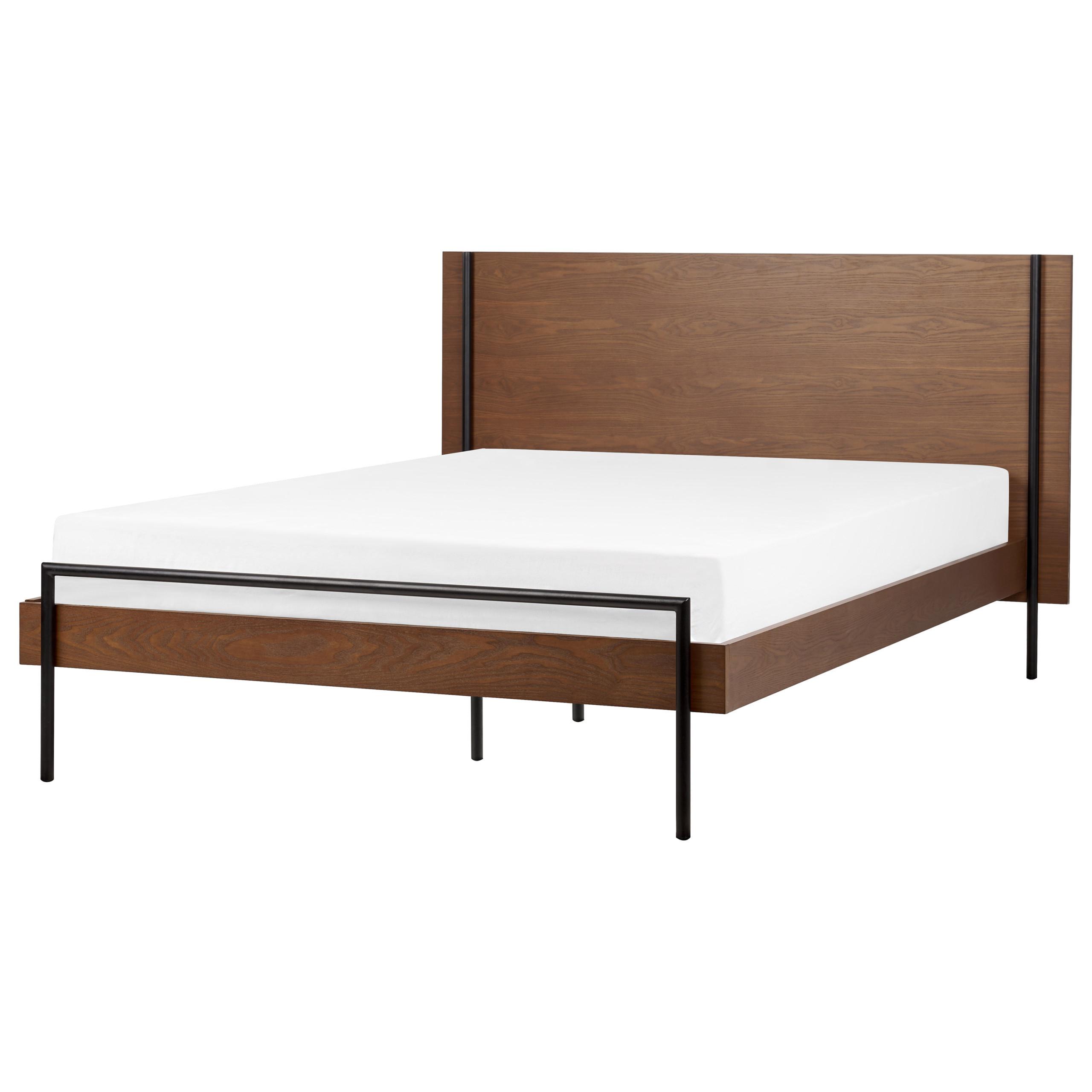 BETT mit Lattenrost 140x200 cm Dunkler Holzfarbton Libermont - Dunkelbraun, Holzwerkstoff (140/200cm) - Beliani