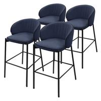 BARHOCKER 4er Set Dunkelblau mit Stoffbezug - Schwarz/Dunkelblau, Textil/Metall (50/101/54cm) - ML-DESIGN