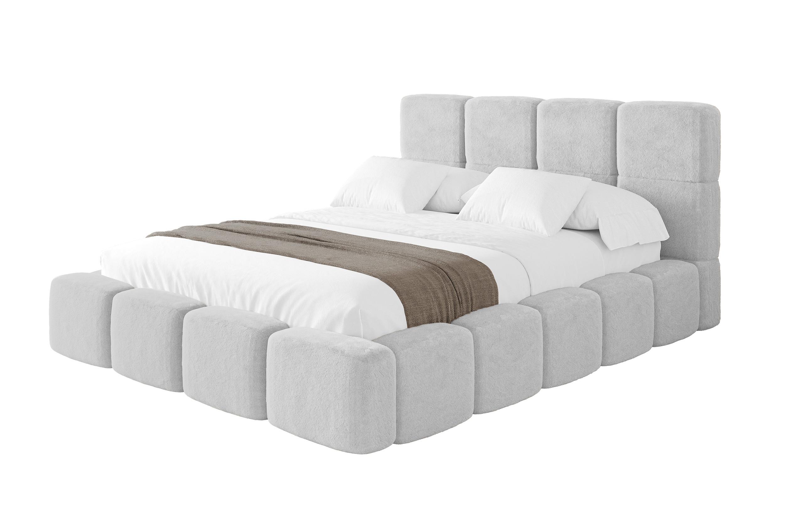 POLSTERBETT mit Bettkasten und Lattenrost mit Kopfteil, Boxbett ohne Matratze, mit Stauraum - NATA 160x200 Hellgrau - Hellgrau, Holzwerkstoff/Textil (160/200cm) - ALTDECOR