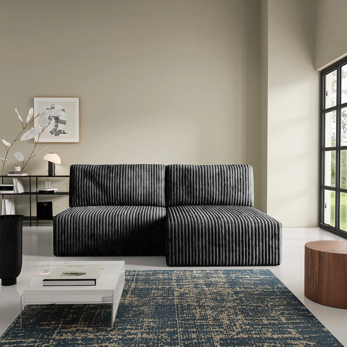 ECKSOFA Angela 3 Sitzplätze Schwarz - Schwarz, Holz (210/149cm) - Petits-meubles