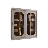 SCHWEBETÜRENSCHRANK Bahrajn 180 mit LED Beleuchtung - Kaschmir/Silberfarben, Holzwerkstoff/Kunststoff (180/200/62cm) - MIRJAN24