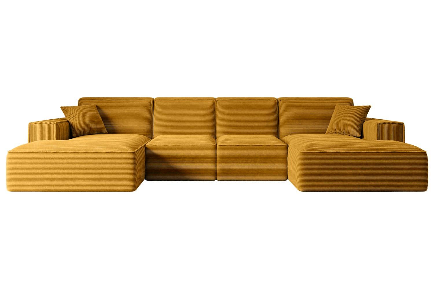 WOHNLANDSCHAFT SIERRA-U - 349x169x80 cm Senfgelb Cord - Gelb/Schwarz, Holzwerkstoff/Kunststoff (349/80/169cm) - ALTDECOR