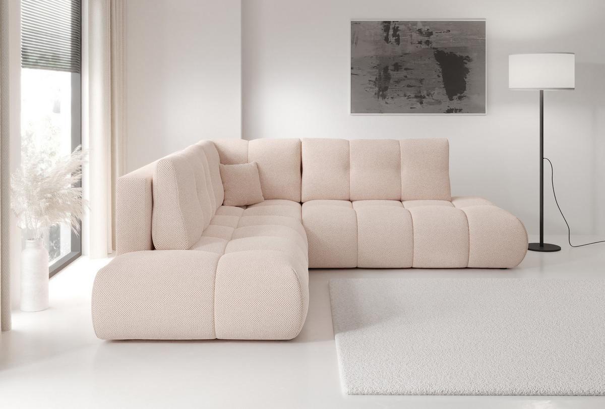 ECKSOFA DUCA II L-S Orange Jersey mit Schlaffunktion - Orange, Holz (266.5/266.5cm) - MASSENO