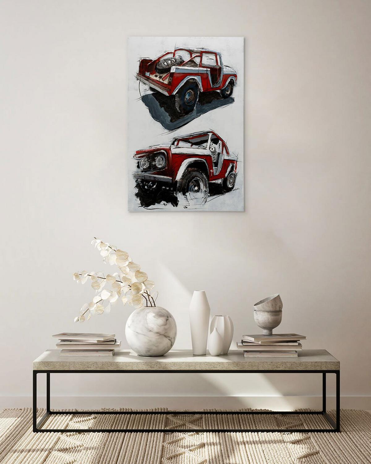 METALLBILD Rot 60/90 cm - Rot/Grau, Metall (4.8/90cm) - KUNSTLOFT