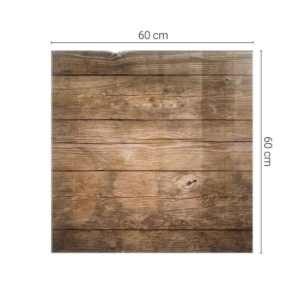 TISCHPLATTE 60x60 cm Der Aufbau von Holzbrettern - Dunkelbraun, Glas (0.4/60/60cm) - TULUP