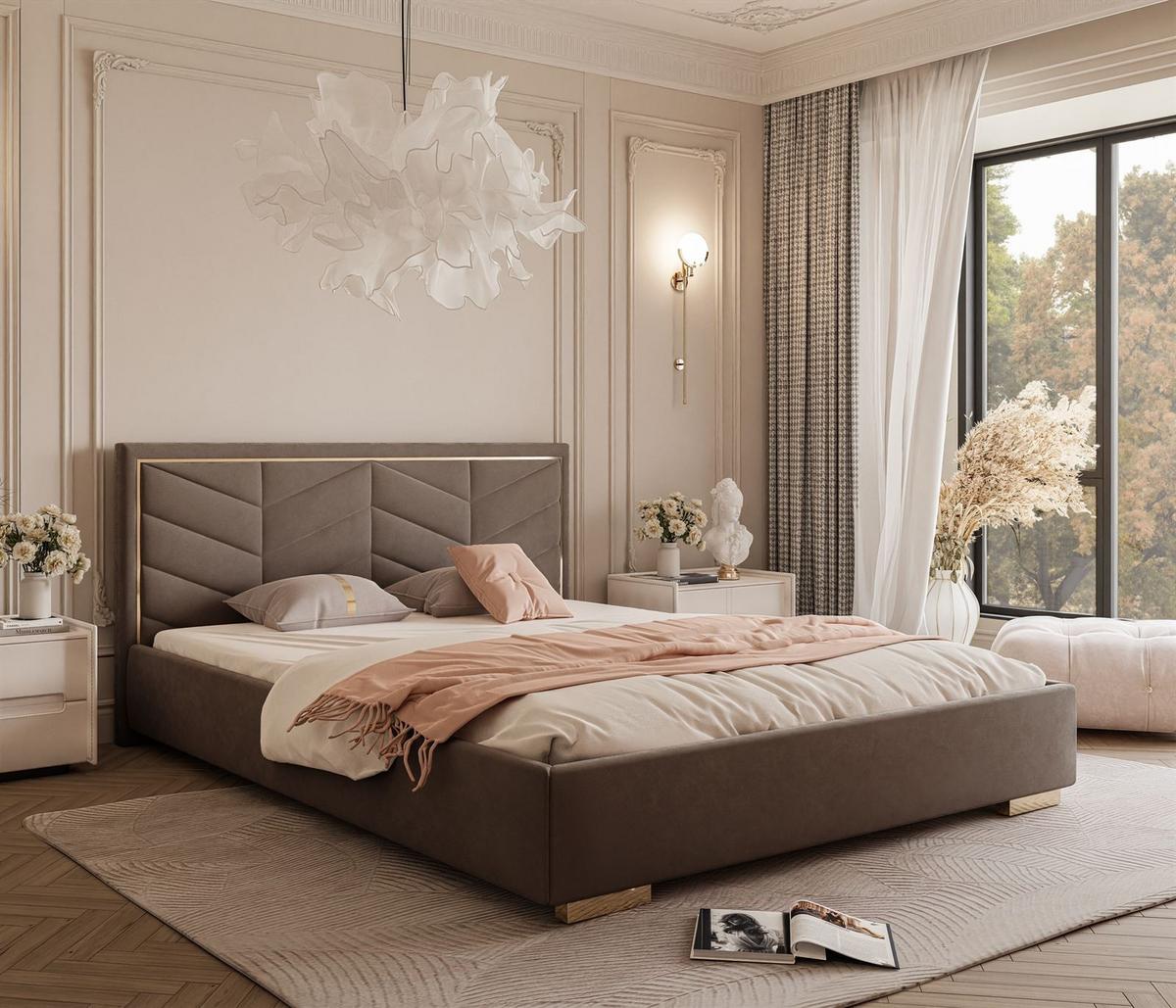 POLSTERBETT AURORA 160x200 mit Bettkasten Jasmine 28 - Braun, Textil (160/200cm) - Lookway