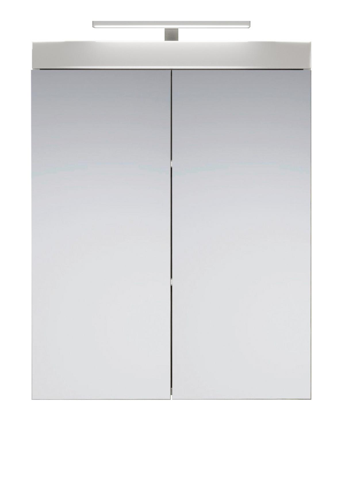 SPIEGELSCHRANK weiß Hochglanz 60 x 77 cm, Badschrank inklusive Beleuchtung - Weiß, Glas/Holzwerkstoff (60/77/17cm) - Top.Furn