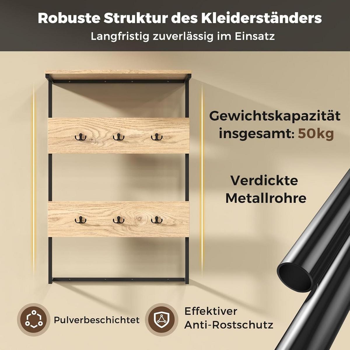 WANDGARDEROBE 88cm Braun - Braun, Metall (60/88/30cm) - COSTWAY
