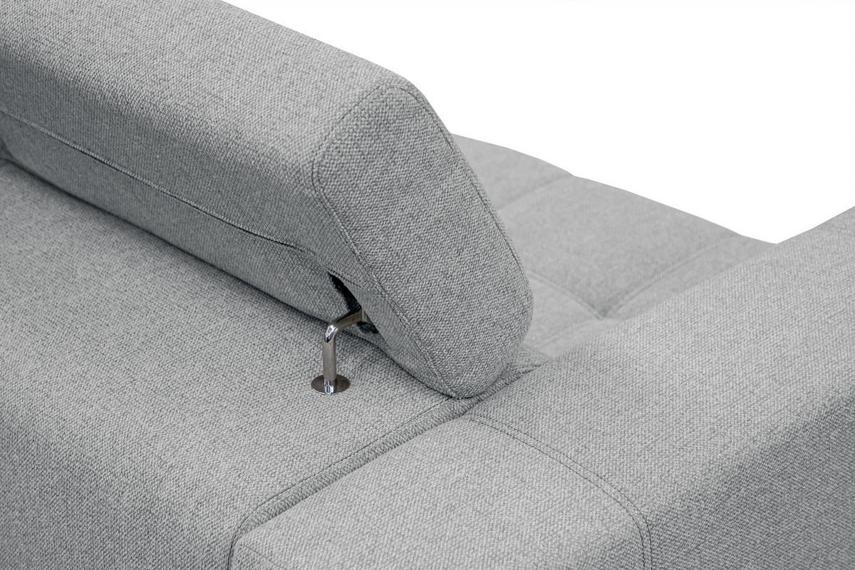 SOFA QUARTZ 3-Sitzer mit Ausziehsitz, silberfarben - Silberfarben, Holzwerkstoff/Textil (202/80/102cm) - Wozimo