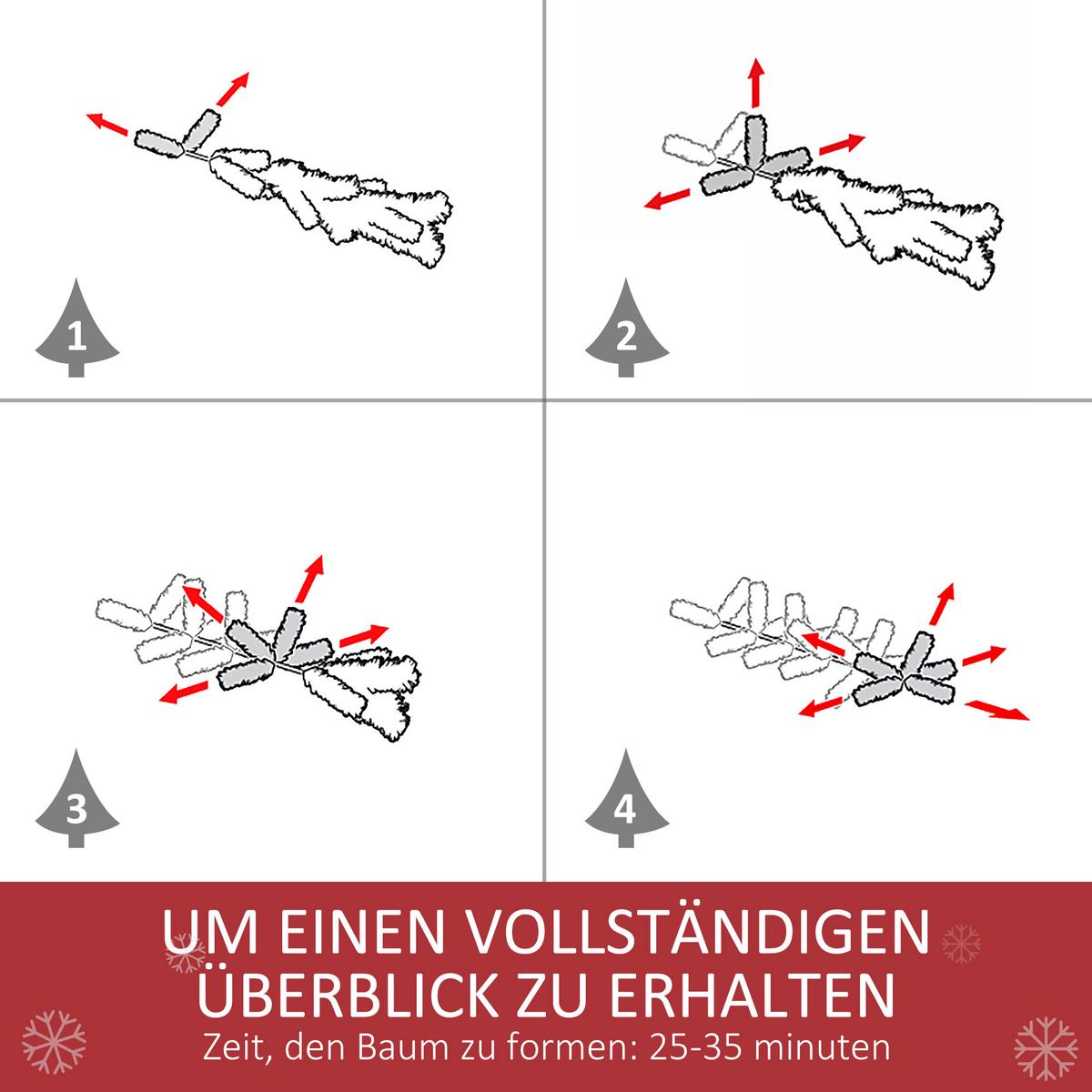 KÜNSTLICHER Weihnachtsbaum, 180 cm Christbaum mit Kunstschnee, Indoor - Grün, Kunststoff (180cm) - HOMCOM