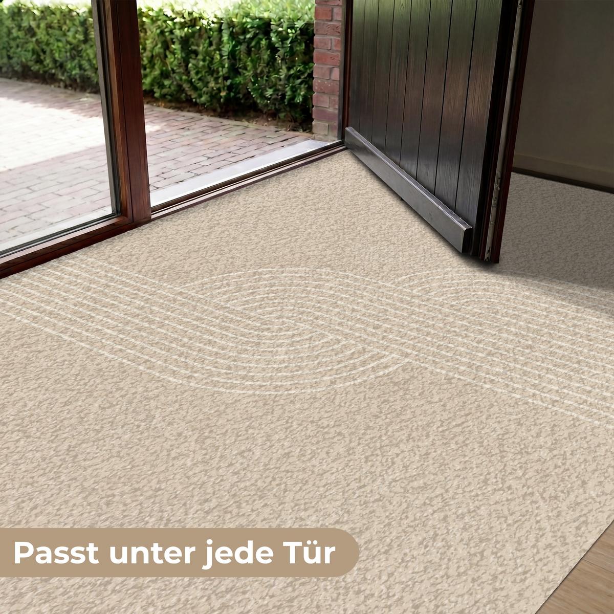FUSSMATTE Parallele Linien - Leichte Textur - Beige Türmatte 180x120 cm - Beige, Kunststoff (180/0.4cm) - MuchoWow