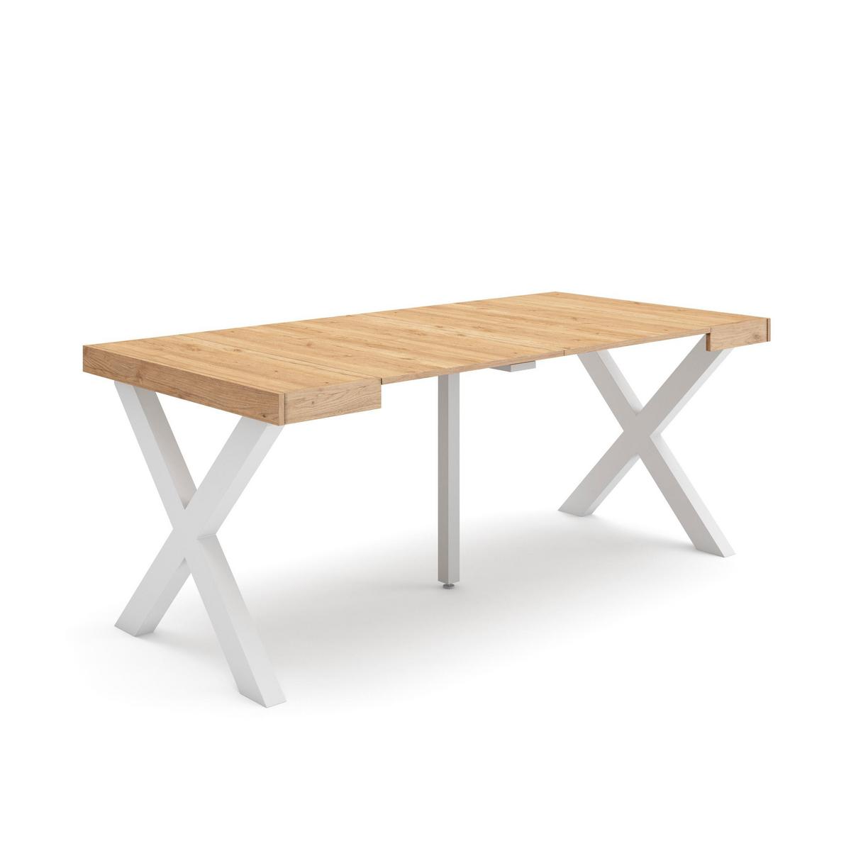 KONSOLENTISCH ausziehbar 58 bis 180cm, für 8 Gäste, eiche, 90/58/73cm - Eichefarben/Weiß, Holzwerkstoff (90/180/73cm) - Skraut Home