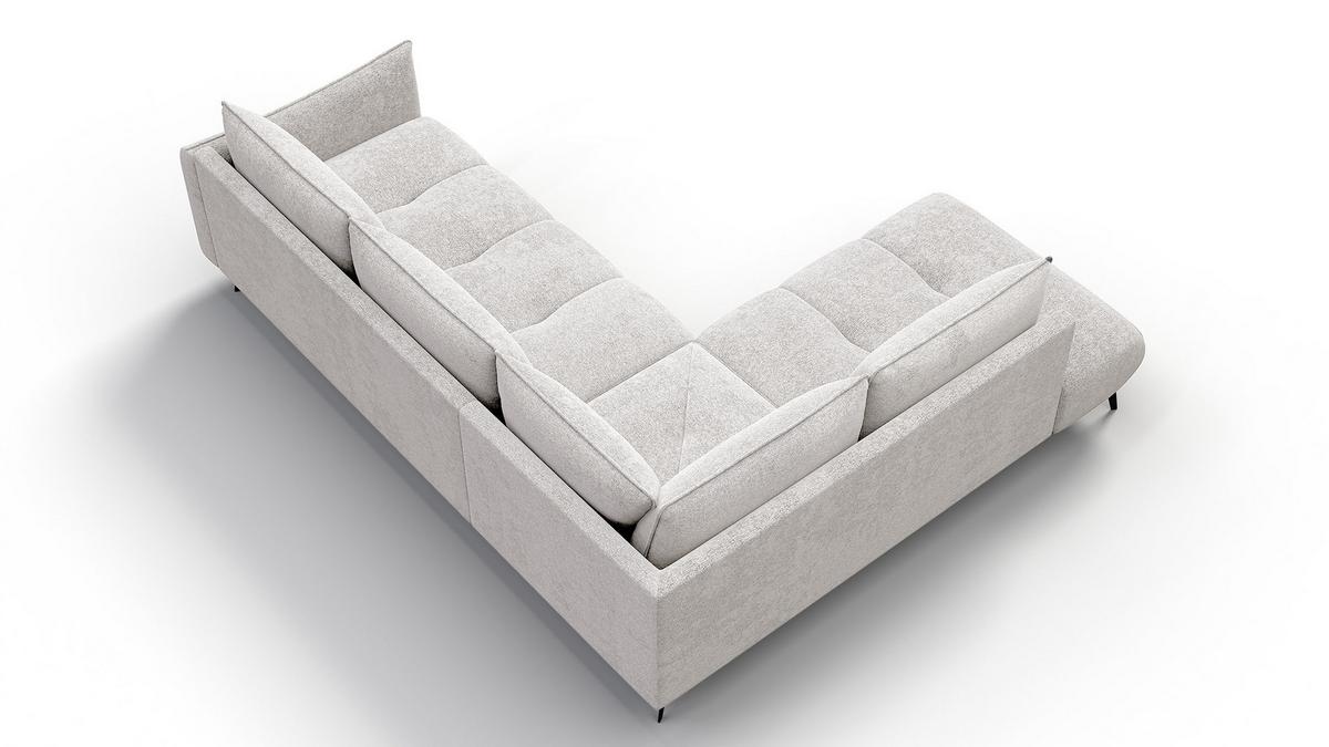 ECKSOFA AERA 5-Sitzer links, ecru - Ecru/Schwarz, Holz/Textil (268/206cm) - Wozimo