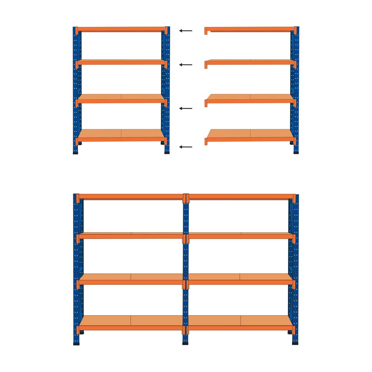 GARAGENREGAL Metall 200/150 cm Orange Fiuggi - Blau/Orange, Metall (150/200/60cm) - Beliani