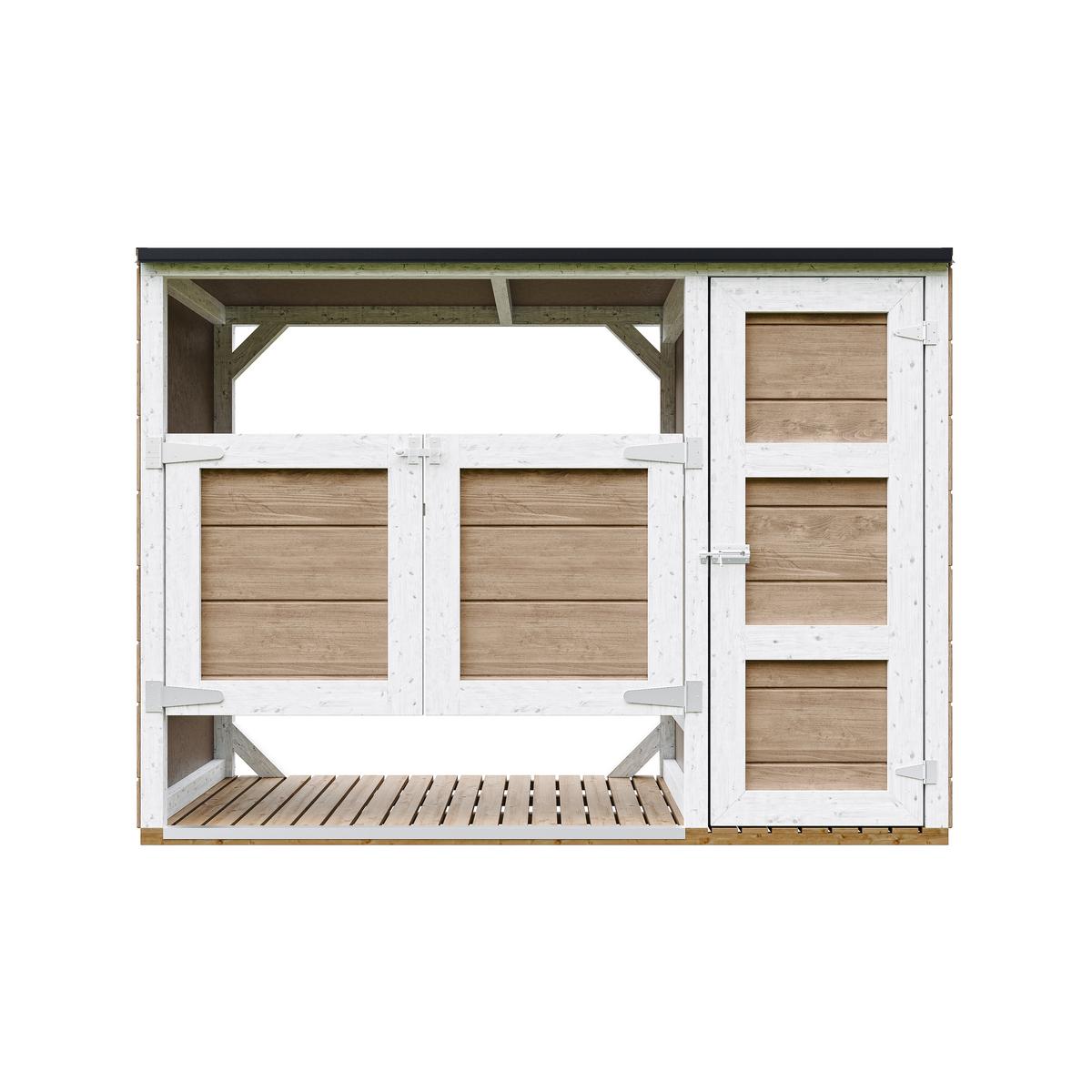 MÜLLTONNENBOX 2er 240L, M981A-TERRA BROWN, aus wetterfestem LP Smartside Holz - Braun, Holz (217/159/75cm) - Timbela