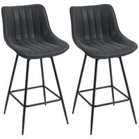 BARSTUHL 2er Set PU Schwarz - Schwarz, Kunststoff/Metall (47/97.5/54.5cm) - HOMCOM