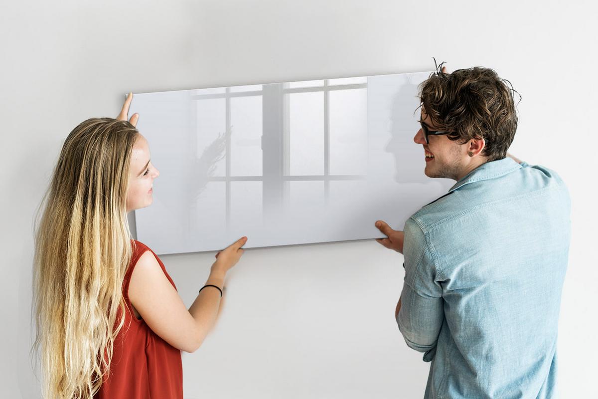 MAGNETTAFEL 120x60 Weiß schwarzer Marker - Weiß, Glas (120/0.4/60cm) - TULUP