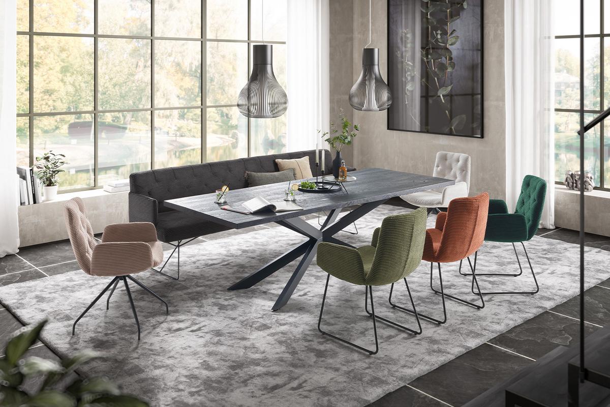 ESSZIMMERBANK CHARME Grau Cord - Grau, Textil (246/85/69cm) - KAWOLA