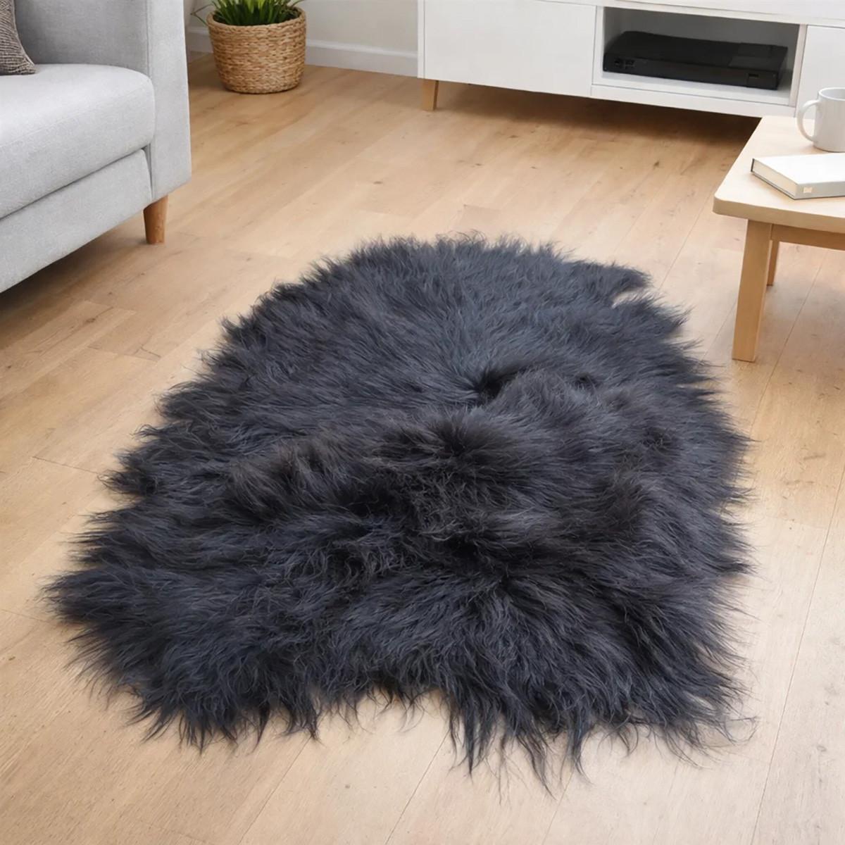 SCHAFFELL Langhaar skandinavisch weich chromfrei Natur Dunkel ca. 105 cm - Dunkelbraun, Fell (55/105cm) - Provellus