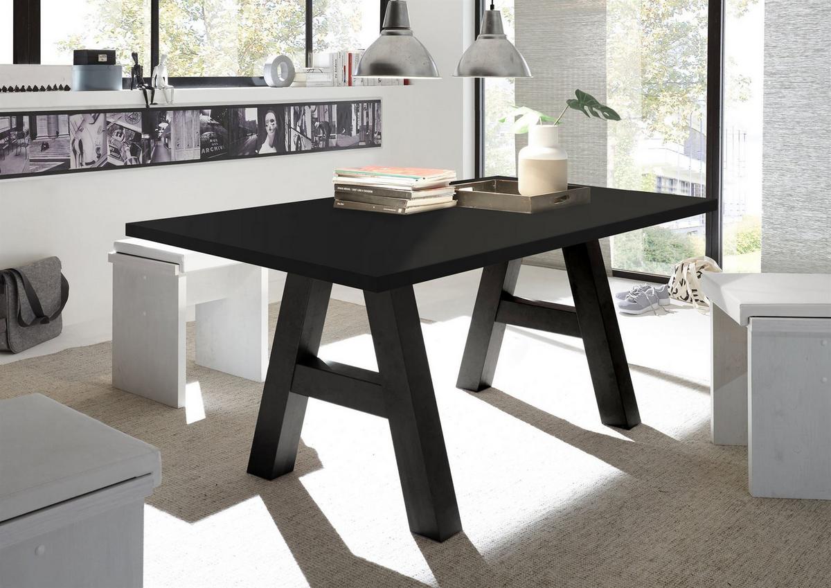 ESSZIMMERTISCH Elia 8 200 x 100 x 75 Esstisch Schwarzstahl - Schwarz, Holz (200/100/75cm) - 58aufmkessel