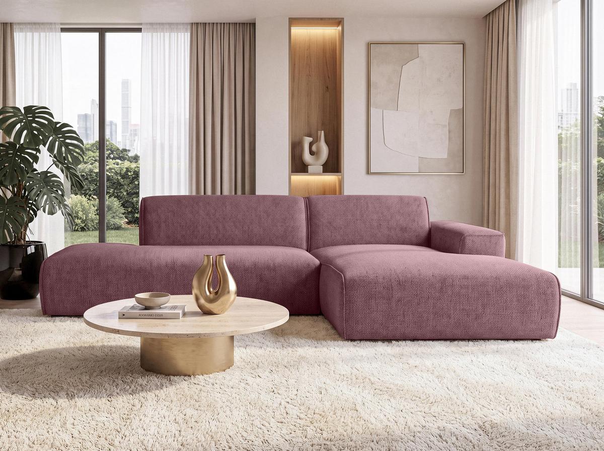 ECKSOFA L Form Didim Duo Rosa 288/162/80 cm – stilvolle kleine Eckcouch Rechts - Pink/Schwarz, Kunststoff/Textil (162/288cm) - AX Living