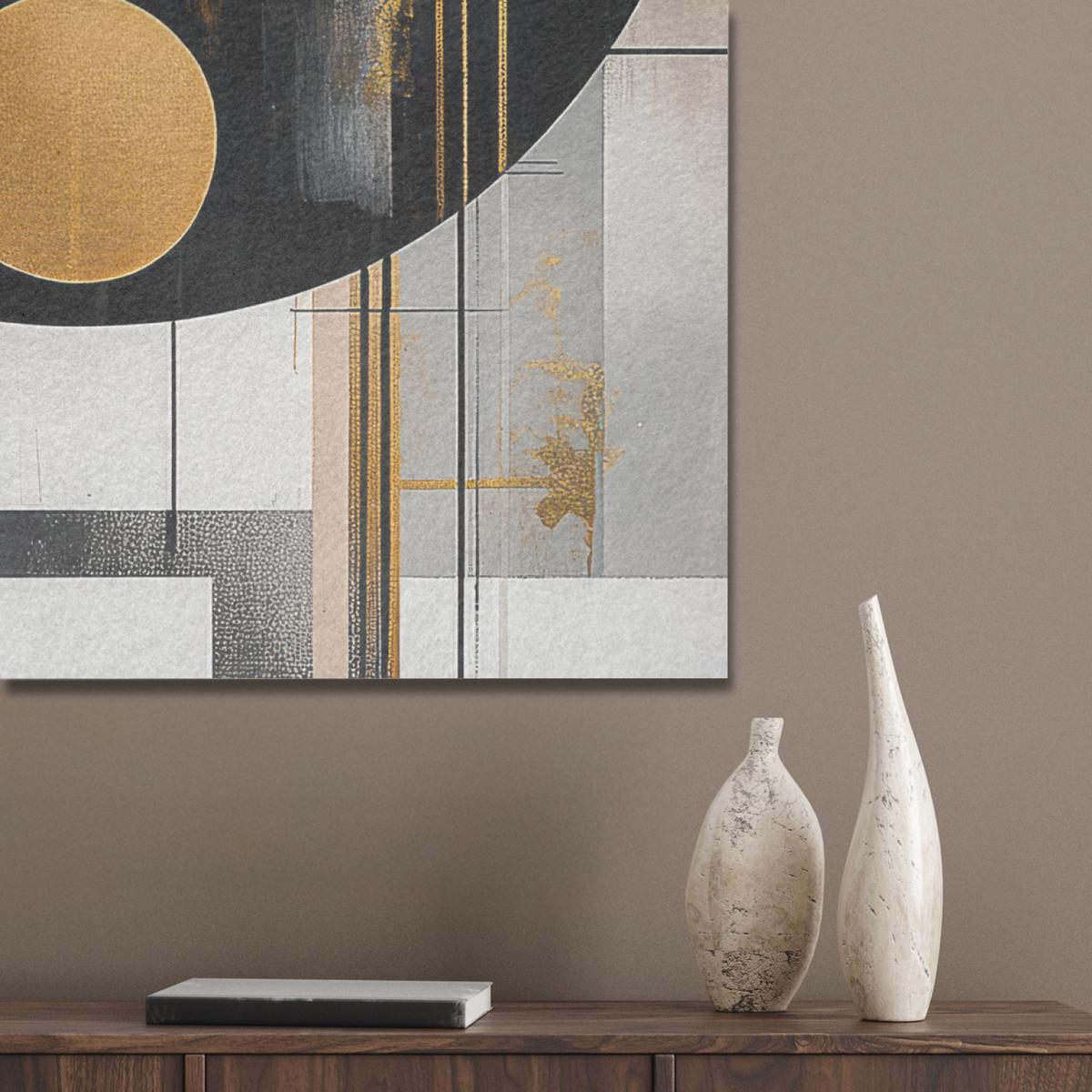 AKUSTIKBILD Abstrakt - Gold - Silber - Formen - Ästhetisch - Modern Akustikpaneele 90x90 cm - Goldfarben, Kunststoff (90/90/0.9cm) - MuchoWow