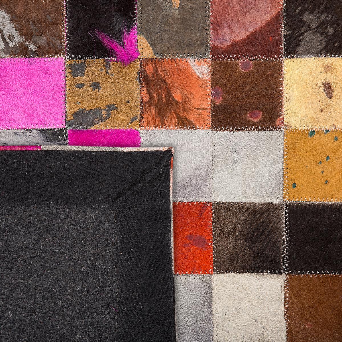 PATCHWORK-TEPPICH Enne 200/200 cm - Multicolor, Fell (200/200cm) - Beliani
