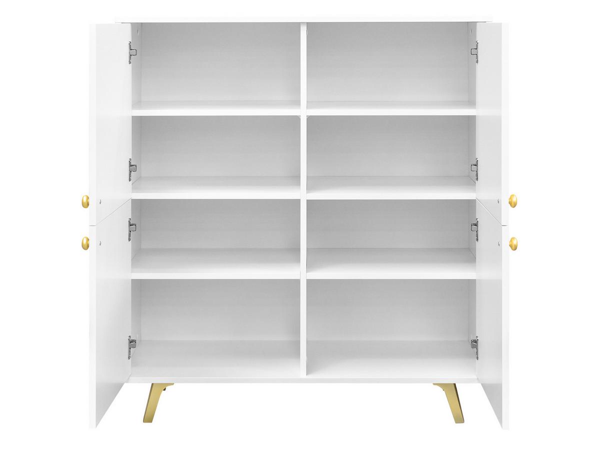 TÜRKOMMODE Siena 4D - Goldfarben/Weiß, Holzwerkstoff/Metall (100/112/41cm) - MIRJAN24