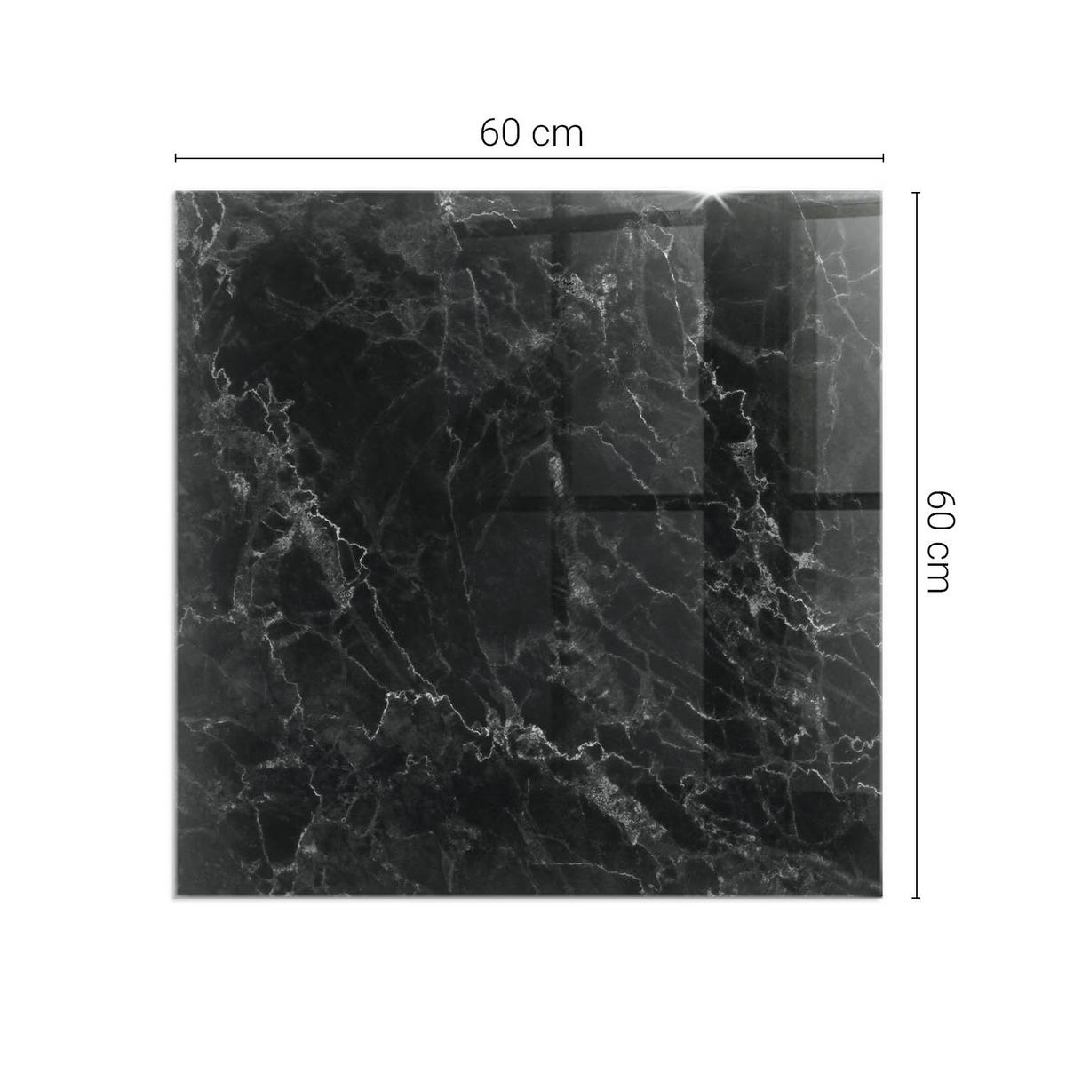 GLASPLATTE für Kamin 60x60 cm - Schwarz, Glas (60/60/0.4cm) - TULUP