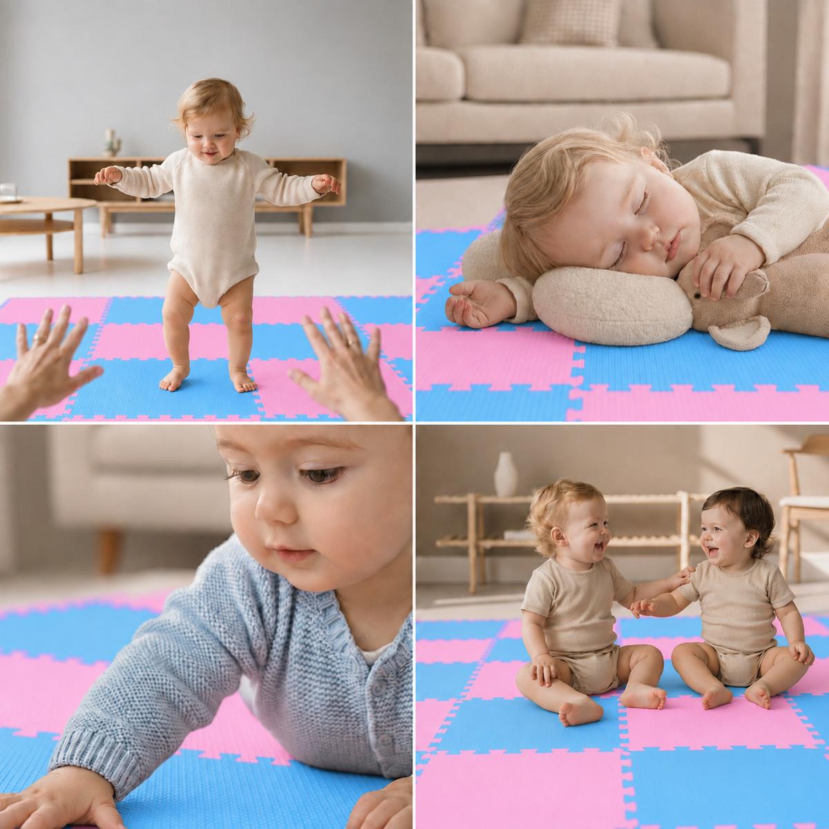 SPIELMATTE ab Null - 180/90/1 cm Puzzlematte Pink - Multicolor, Kunststoff (30/30cm) - Littletom