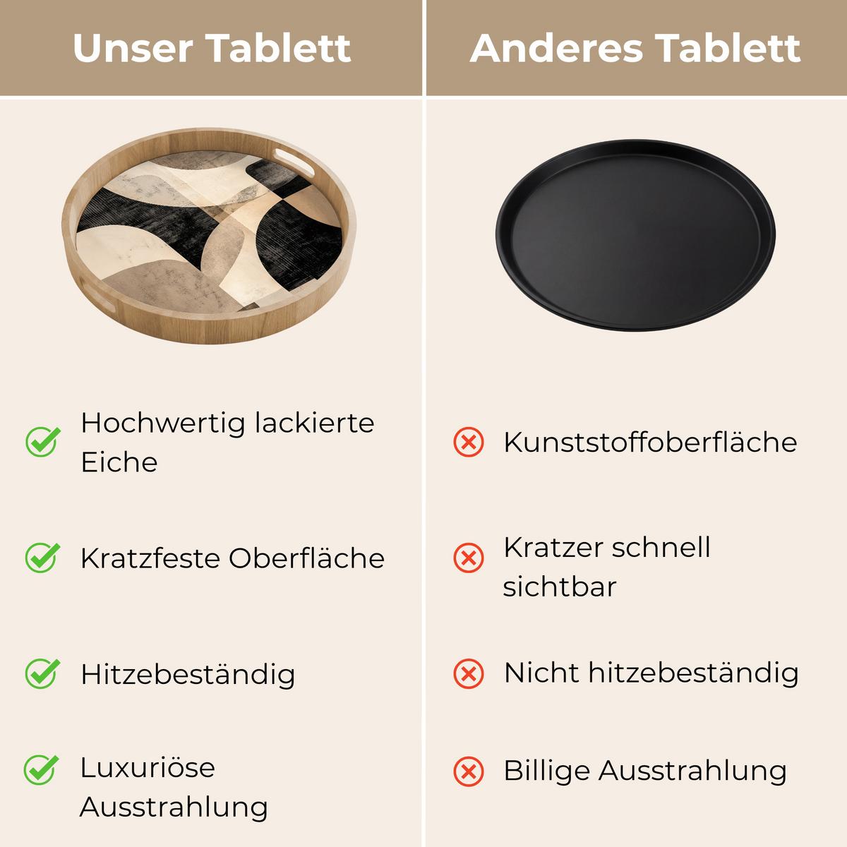 TABLETT Abstrakt - Formen - Modern - Beige 50x50 cm - Beige, Holz (50/5/5cm) - OnlyWow