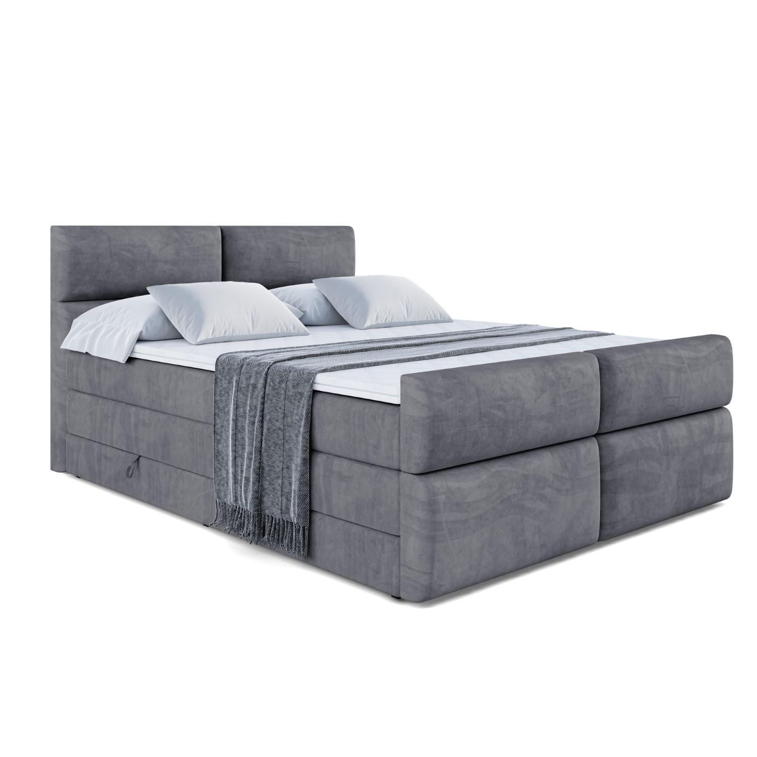 BOXSPRINGBETT BOXI3-Z KING - 140x200 - H3/H4 - Dunkelgrau - Dunkelgrau, Holzwerkstoff (140/200cm) - ALTDECOR
