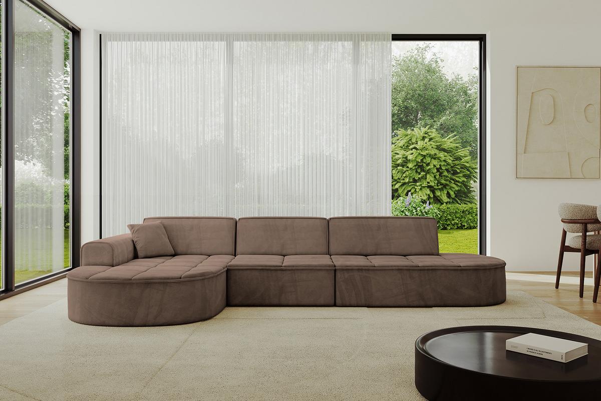 ECKSOFA Ottomane Links TARO-L2 - 328x171x79,5 cm Braun - Braun, Holzwerkstoff/Textil (328/171cm) - ALTDECOR