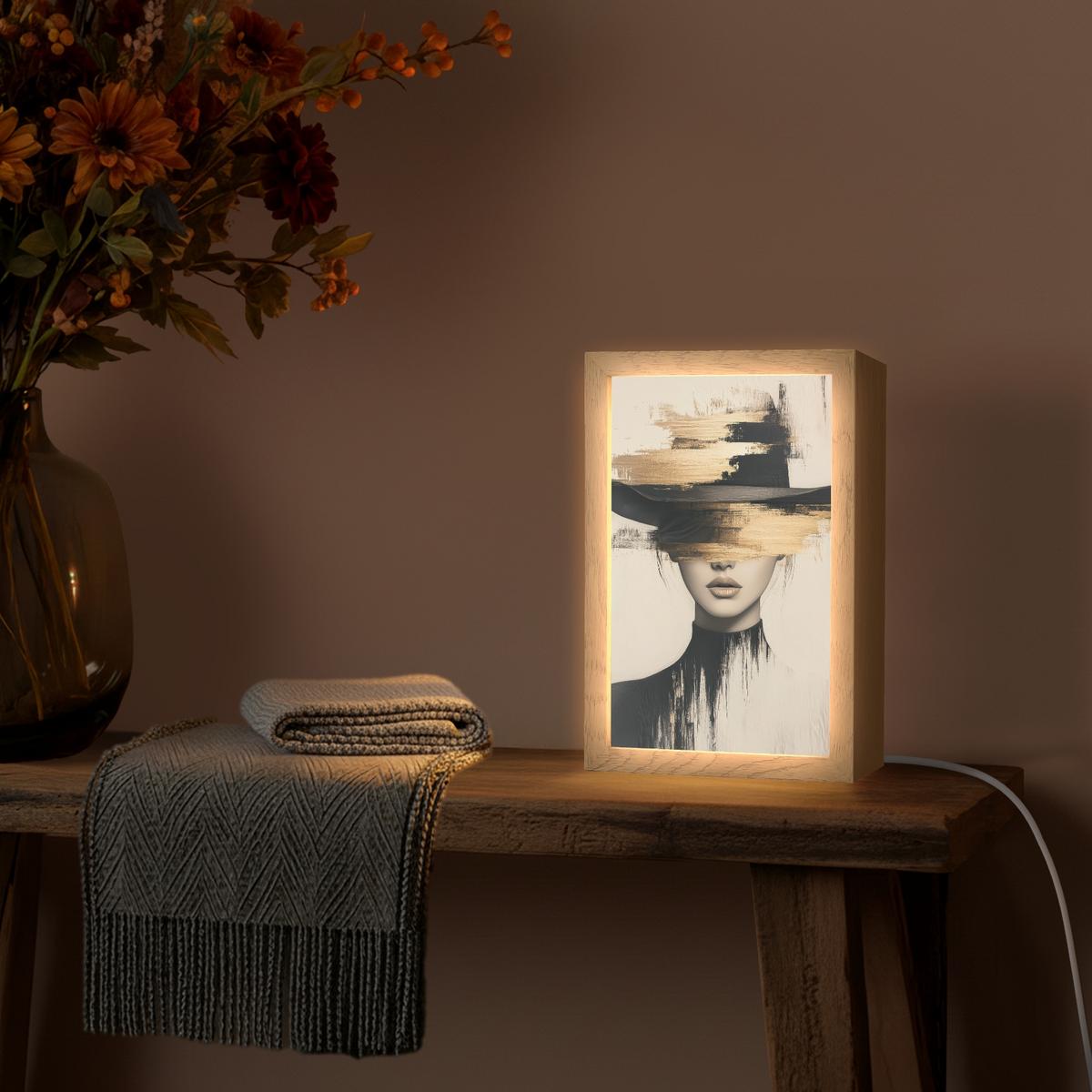 TISCHLEUCHTE Frau - Hut - Farbe 20x30 cm - Braun, Holzwerkstoff (8/20/30cm) - OnlyWow